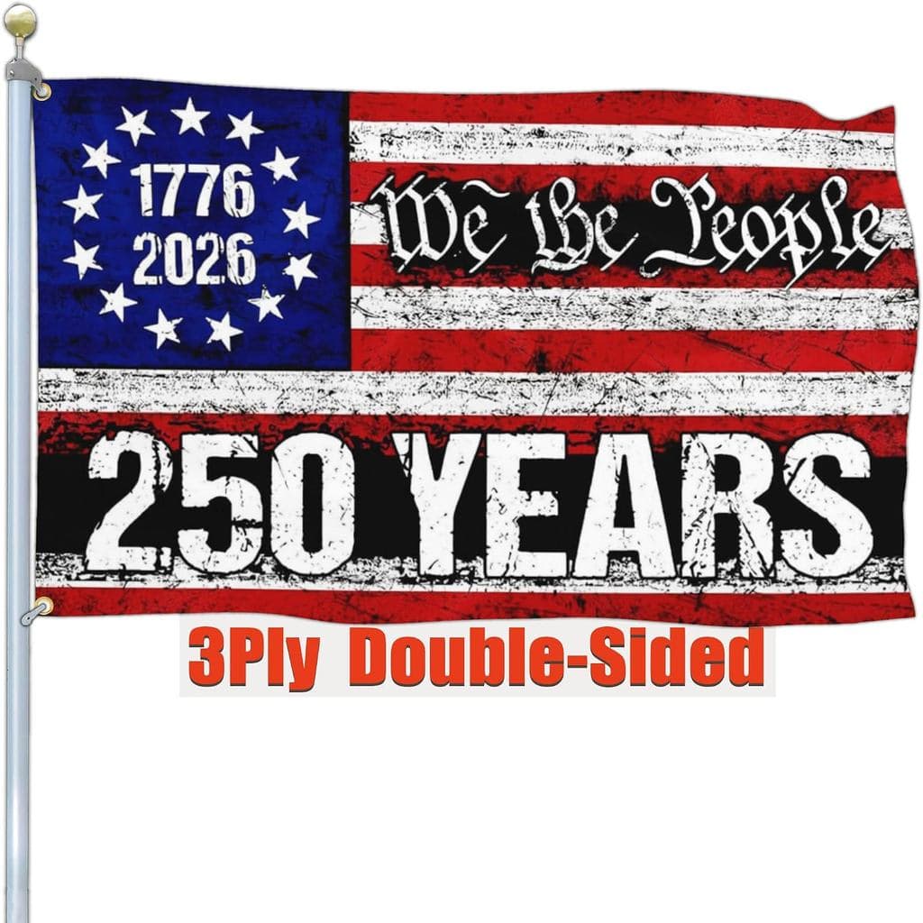 Bandeira de Aniversário de 250 Anos Americana de 3 Camadas, Decorações de Mercadorias para o 250º Aniversário, Bandeira