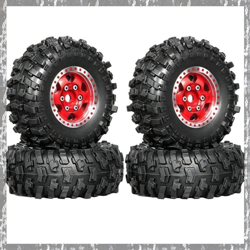 [Tnar] 4 Pcs 1.0'Beadlock Rodas E Pneus 1.0 Polegada Pneu Jantes De Roda De Plástico Conjunto Para 1 : 24 Carro AX24 SCX