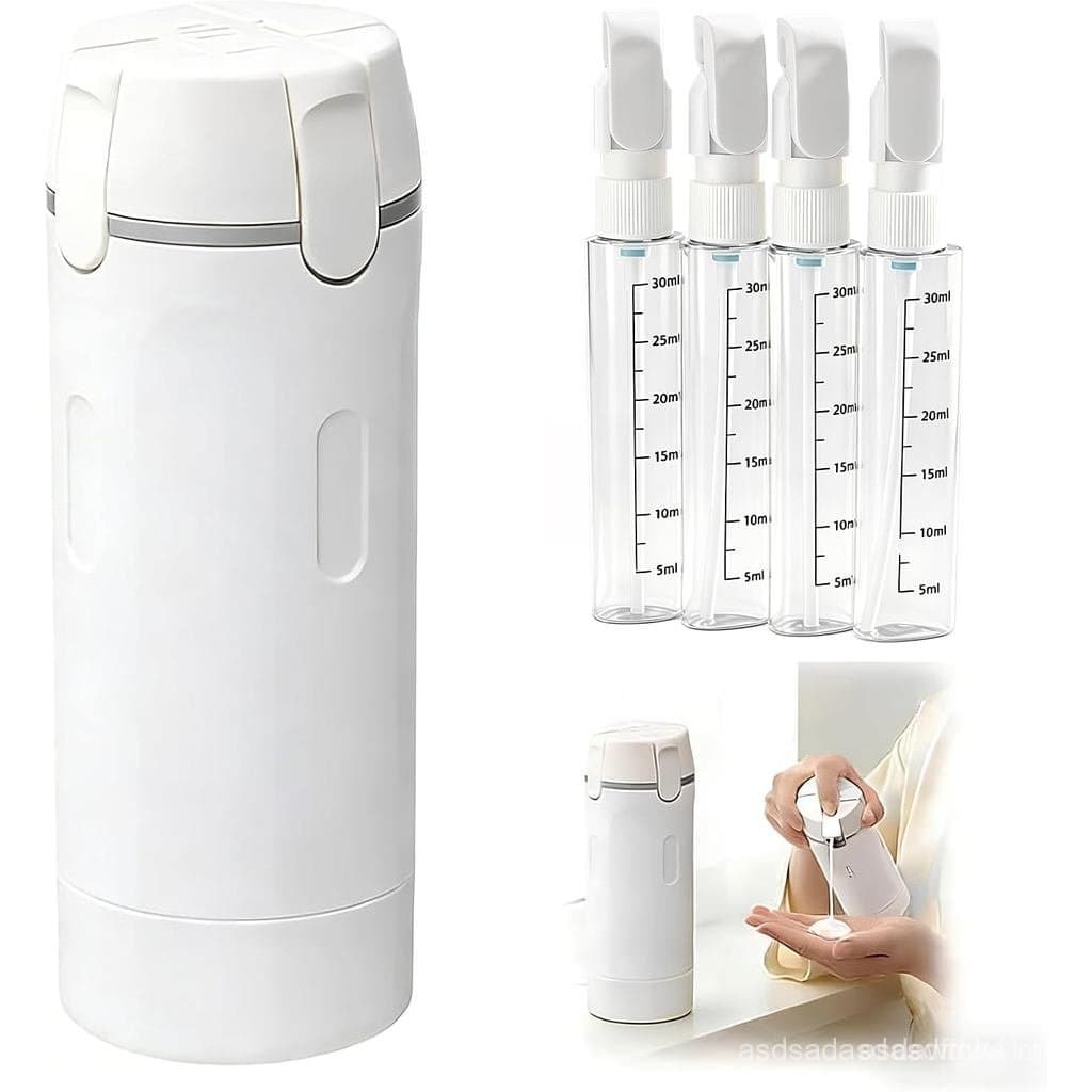 Conjunto de Frascos de Viagem Quatro em Um, Reutilizáveis e à Prova de Vazamentos, Portáteis para Shampoo, Loção e Cosmé