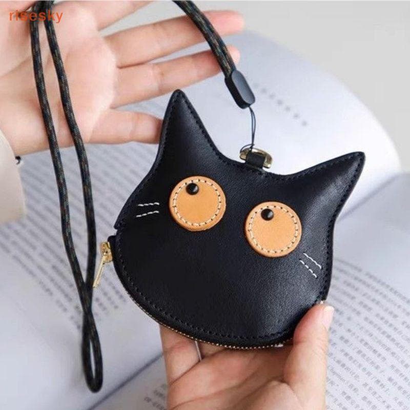 [risesky] Novas Senhoras Penduradas Bolsa De Moedas Ultra-Fina Nelace Saco Dos Desenhos Animados Gato Bonito Pendurado F