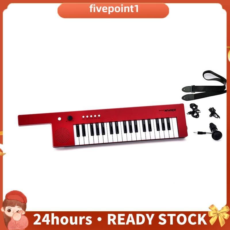 Portátil 37 Teclas Teclado Eletrônico Piano Mini Órgão Estilo Guitarra Musical , Vermelho