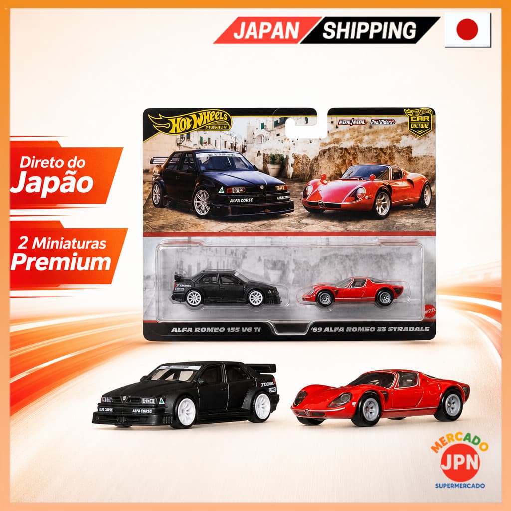 Hot Wheels Premium 2-Pack Alfa Romeo 155 V6 TI / '69 Alfa Romeo 33 Stradale Vehicl Direct from JAPAN