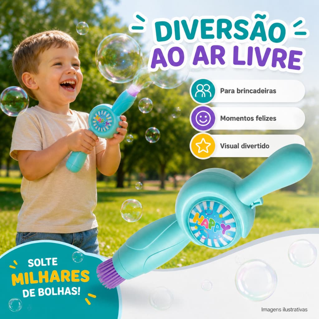 Brinquedo Bolha De Sabão Efeito Fumaça Luz Led Máquina Varinha De Bolhas Com Luvas Infantil