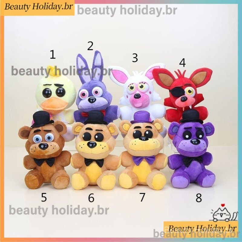 Jogo de cinco noites de Freddy com chaveiro de pelúcia pingente/FNAF 4/Freddy Doll/Binnie/Foxy/Midnight Bear Chica FOBA