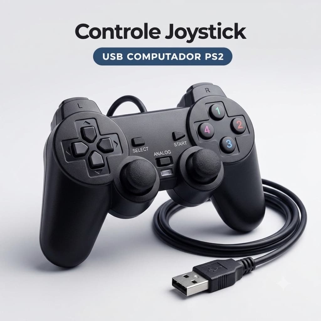 Controle Joystick USB para PC Computador PS2 Gamepad Controle Gamer Para Jogos