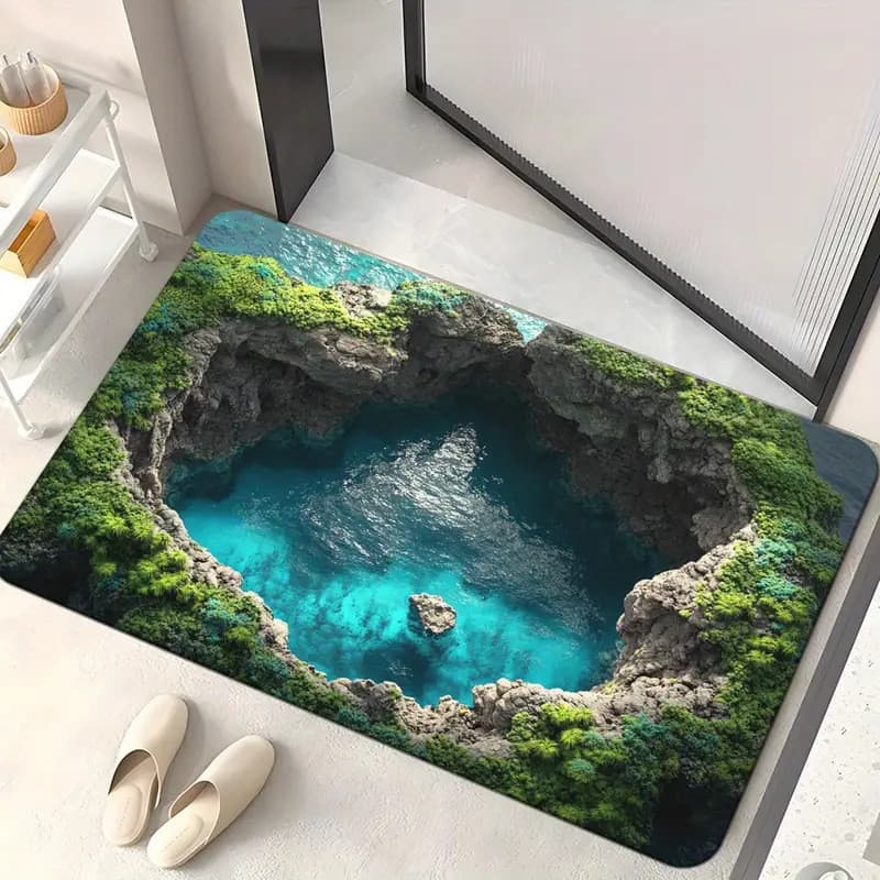 [Novo produto] efeito Visual 3D tapete de veludo de cristal macio entrada da sala de estar antiderrapante resistente à s