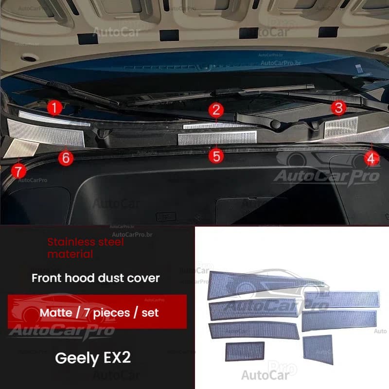 Rede de proteção para capô de carro adequada para Geely EX2, protege contra insetos, folhas e roedores.   O design perfu