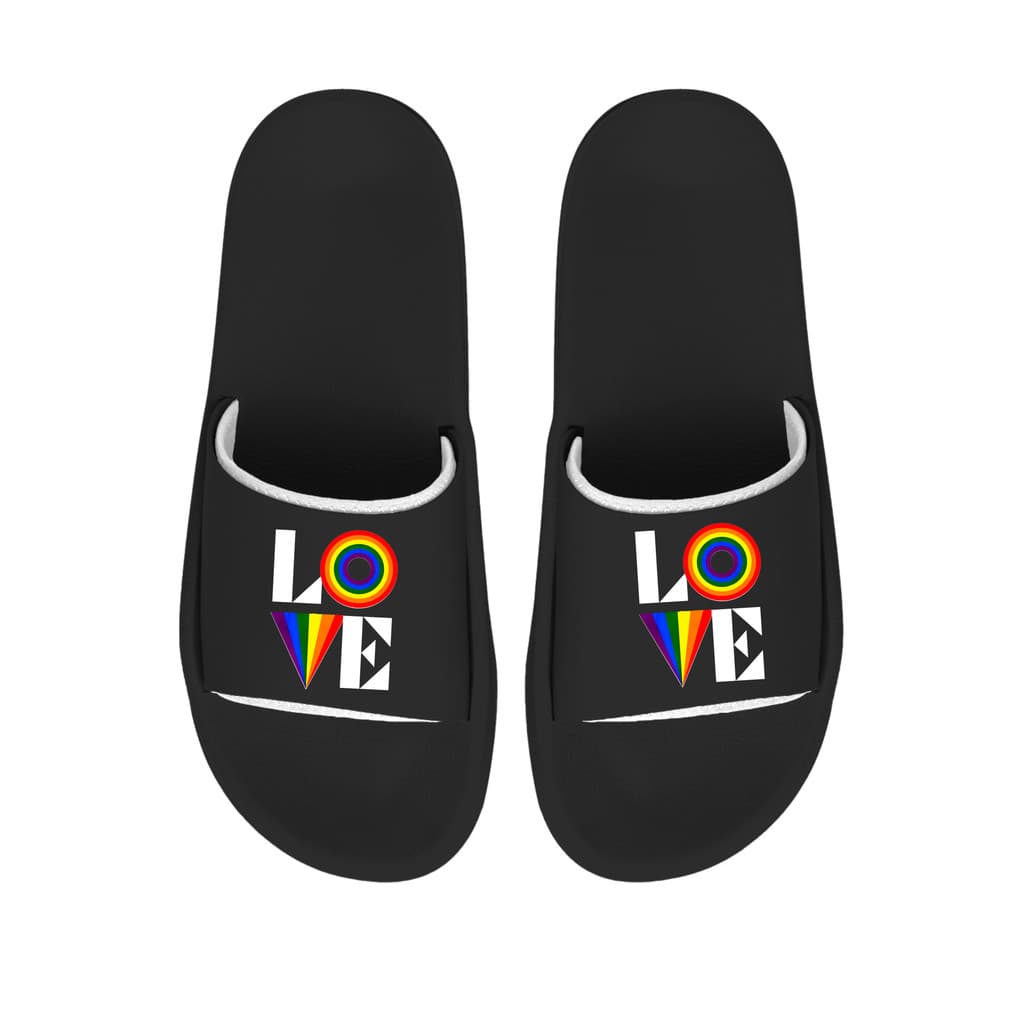 Chinelo Slide Love Colorido Casual Unissex Confortável Leve Macio Antiderrapante