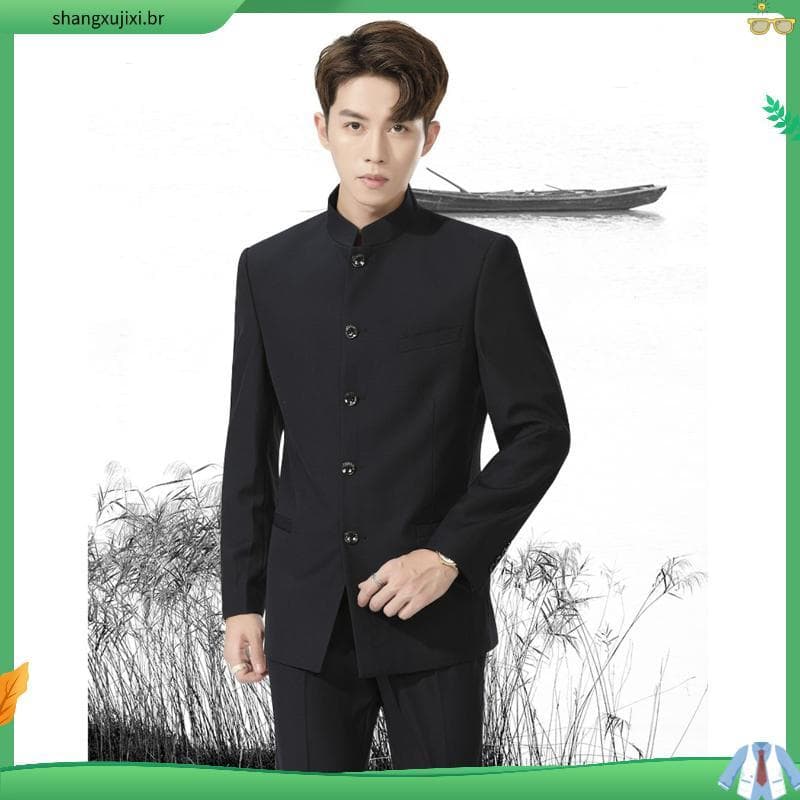 T na moda juventude Wear chinês gola alta estilo étnico jaqueta elegante chinês montanha terno fino-ajuste vestido estil