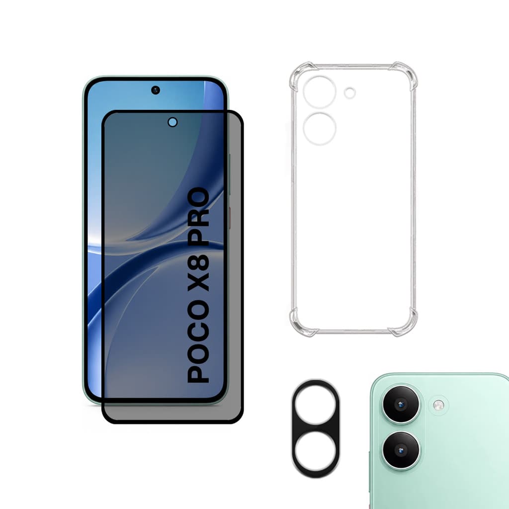 Kit de proteção para Poco X8 Pro | Película de privacidade de vidro 3D capa película da câmera