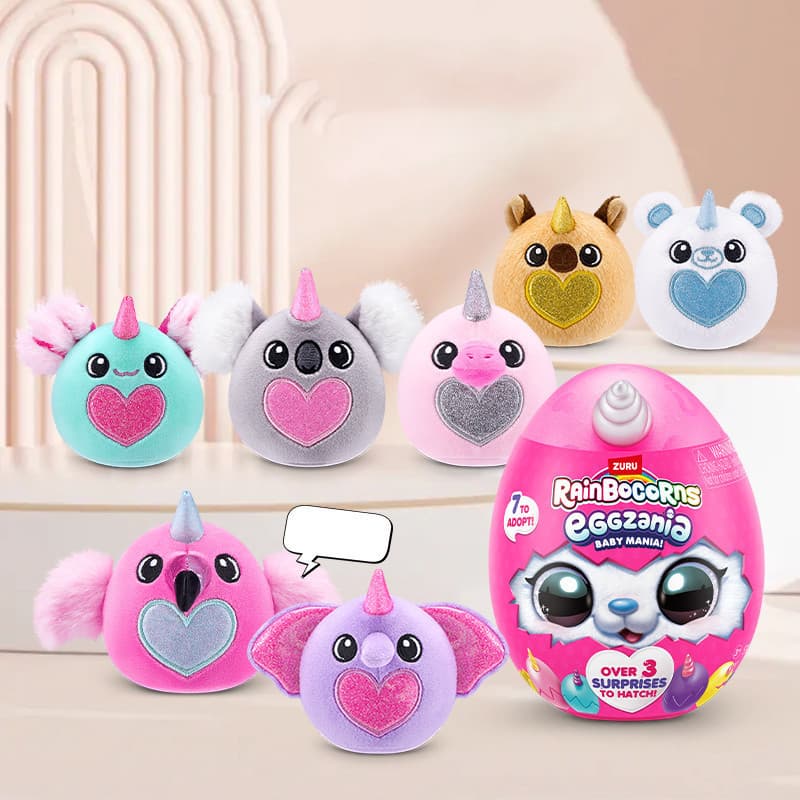 ZURU Rainbocorns zania Baby Mania Ovo surpresa de três camadas contém animais de pelúcia aleatórios, começa diversão mág