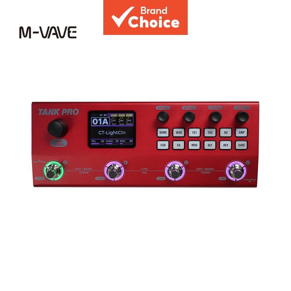 Pedal Multiefeitos M-VAVE TANK PRO 300 Plus Efeitos De Guitarra Com Máquina De Tambor Looper Compatível Sistema Prática