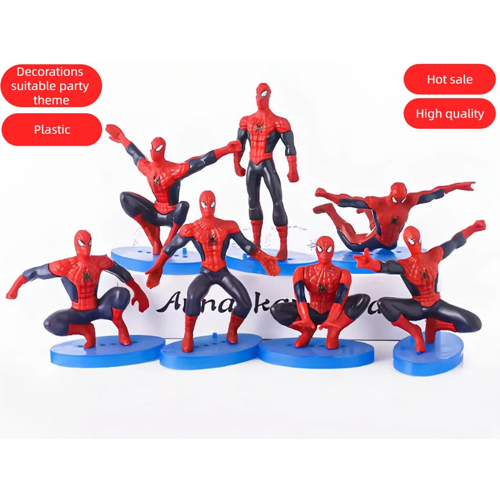 Conjunto de 7 Peças de Ornamentos Decorativos para Bolo de Aniversário com Tema Homem-Aranha e Vingadores, Adequado para