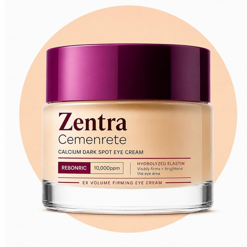 Creme para os olhos com cálcio Zentra, hidratante para os olhos com cor e niacinamida