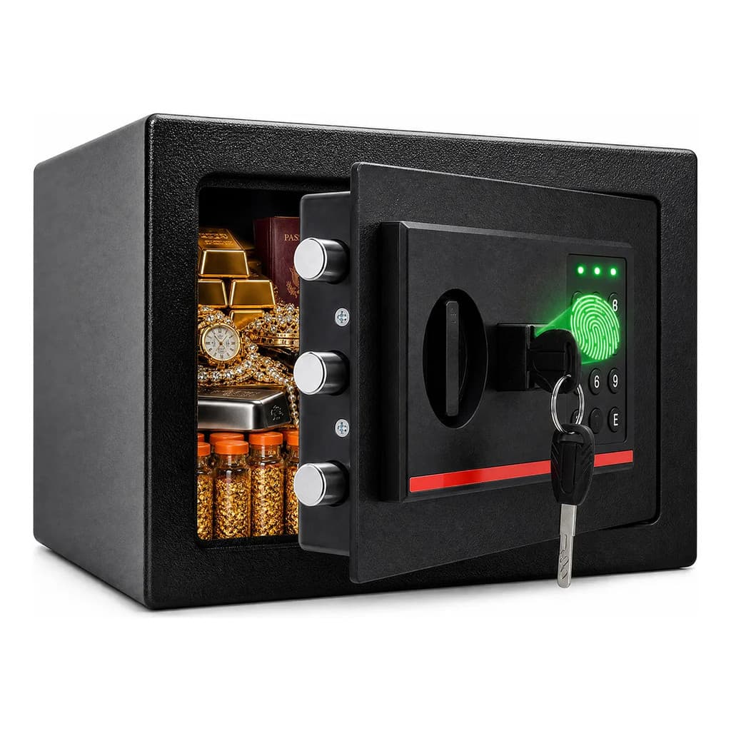 Cofre Eletrônico Digital Biométrico Senha Ou Chave 3 Em 1