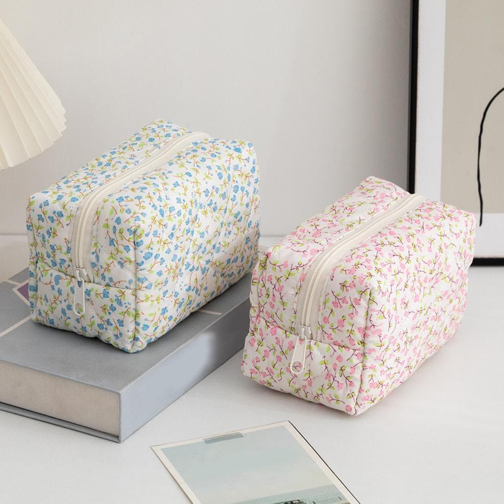 Simples Impressão Floral Saco Cosmético Para Mulheres Portátil Viagem Cuidados Com A Pele Produto Organizador Pequeno U9