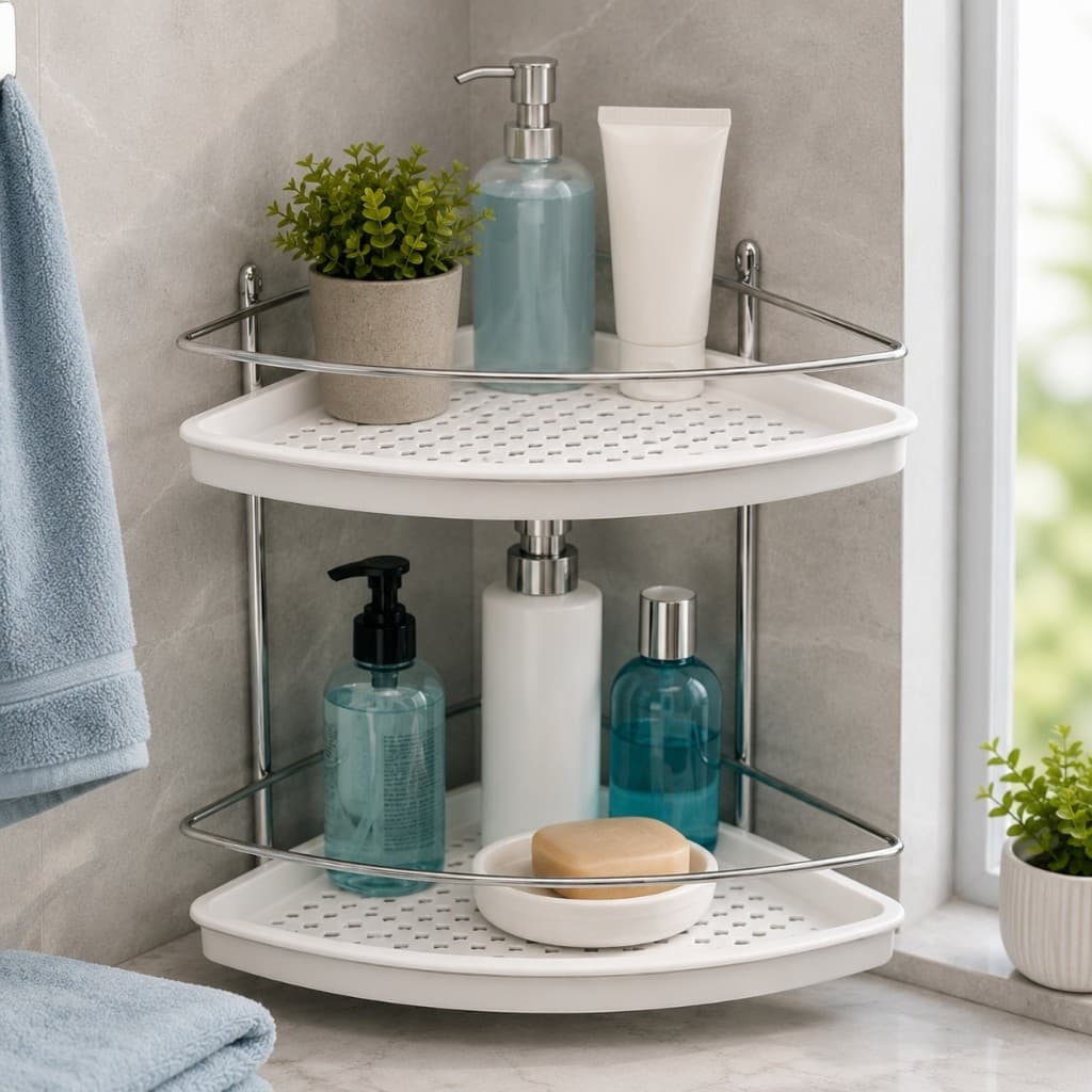 Porta Shampoo Canto Banheiro Organizador 2 Guarda Creme Suporte Pendura Sabonete