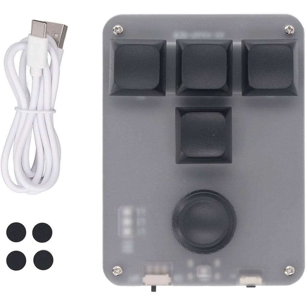 Teclado mecânico mini de 4 teclas e 1 botão, macro programável, USB personalizável, interruptores azuis, teclado retroil