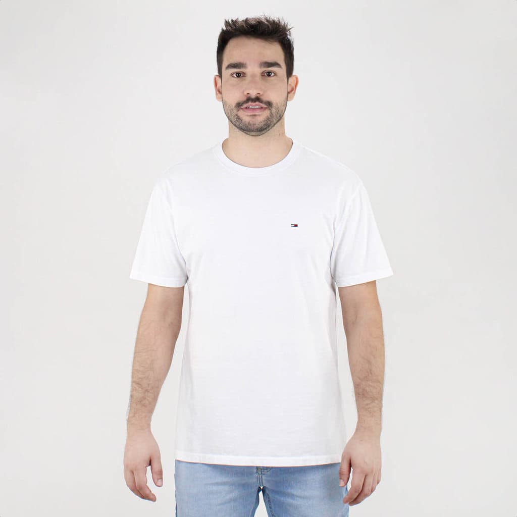 Camiseta Tommy Clássica Gola C Branco - Masculino