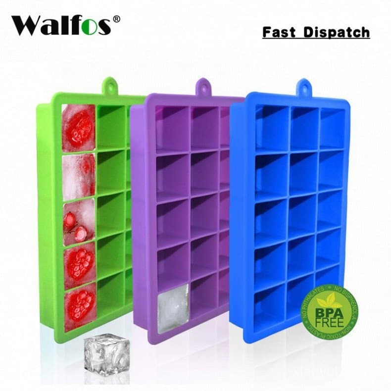 Walfos Forma de Gelo de Silicone Macio com 15 Células Quadradas 3J7H