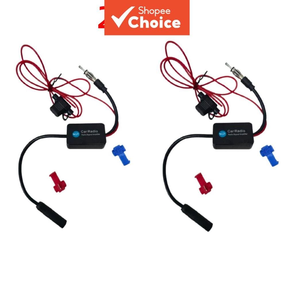 Antena De Rádio Fm Estéreo Universal Para Carro , Amplificador De Sinal , Adaptador De Plugue Din 12v , 2 Conjuntos