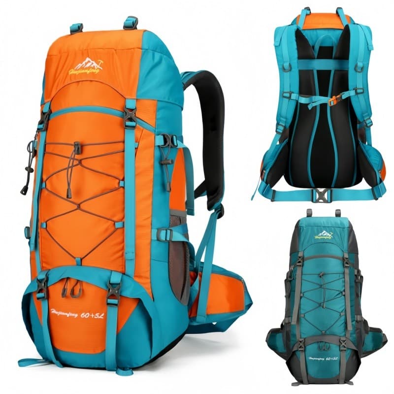Mochila Esportiva para Trilha 65L Oxford Resistente Alívio de Peso para Caminhada Viagem ao Ar Livre