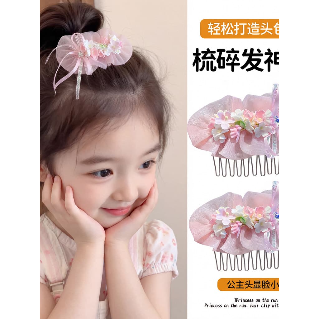 Crianças pequena flor grampo de cabelo menina estilo princesa arco acessórios para o cabelo sem costura cabelo fixo queb
