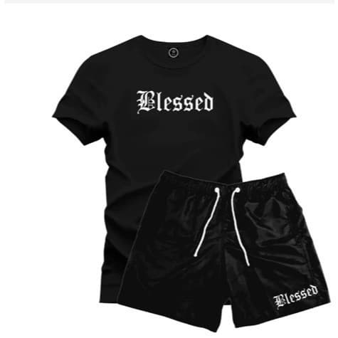 Kit Camiseta Short Tectel BLESSED 100% Algodão Premium