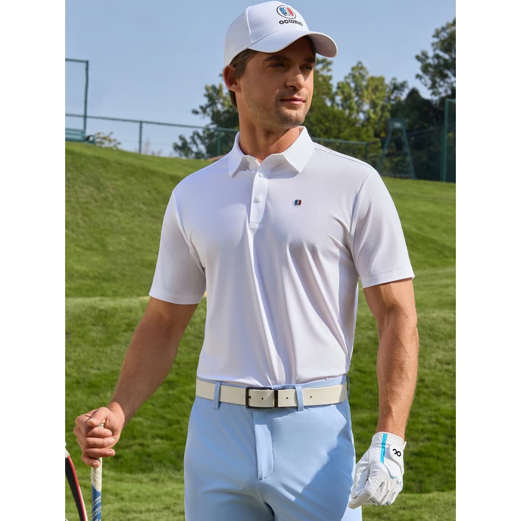 Roupas de golfe masculinas cor sólida lapela manga curta camiseta gelo sentido de secagem rápida respirável camisa polo