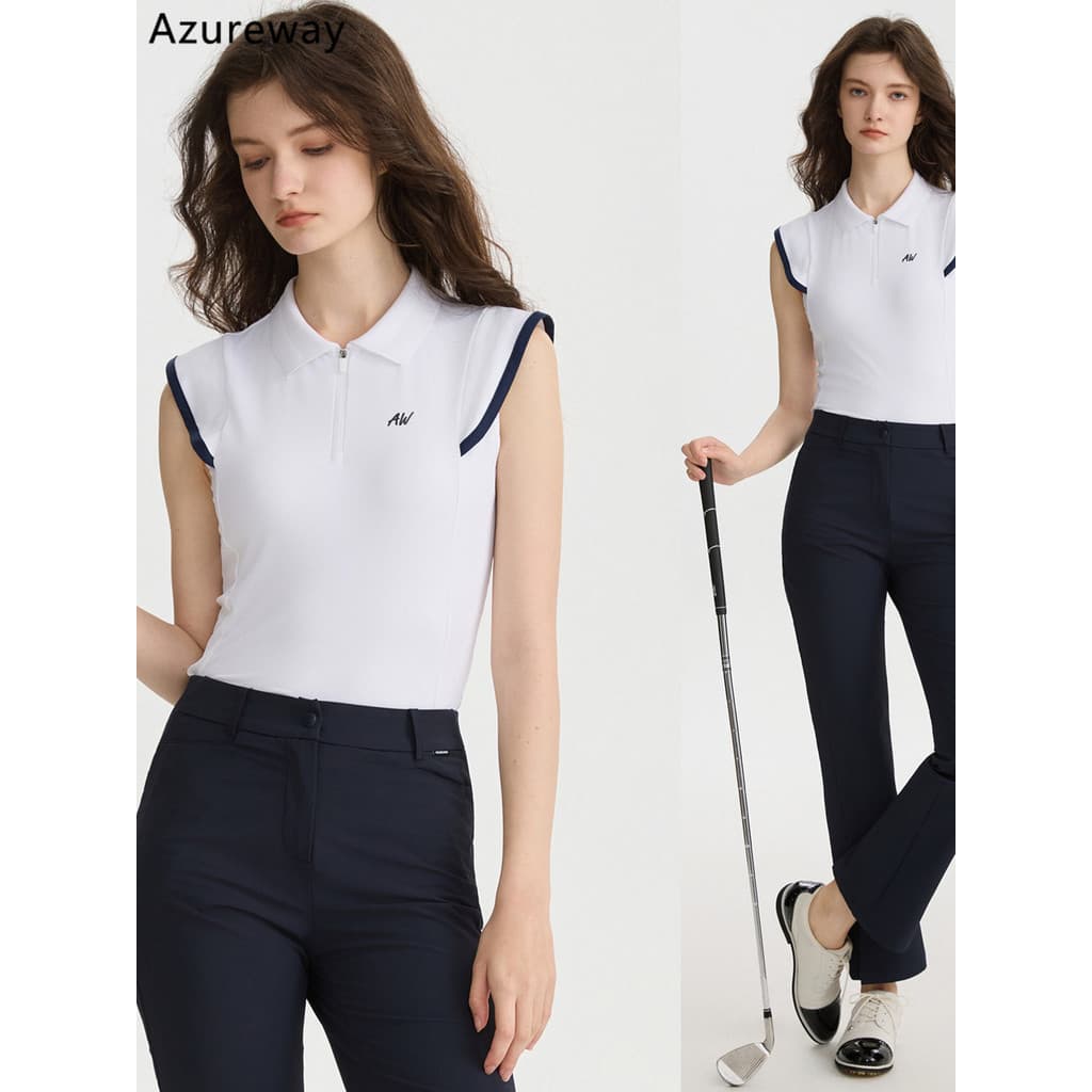 AW verão roupas de golfe feminino fino manga curta camiseta versão coreana golfe feminino de secagem rápida sem mangas c