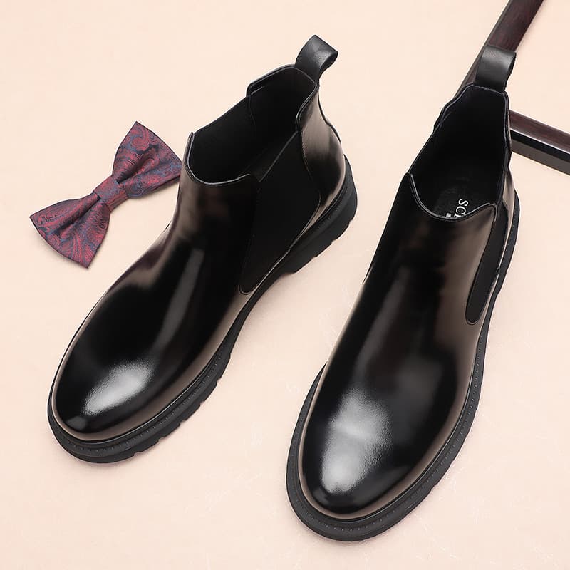 Botas planas Chelsea masculinas europeias americanas Retro tendência Martin botas de couro genuíno Casual britânico arte