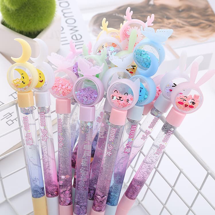 Menina coração lantejoulas Gel caneta óleo Glitter caneta estudante de alto valor criativo papelaria escritório assinatu