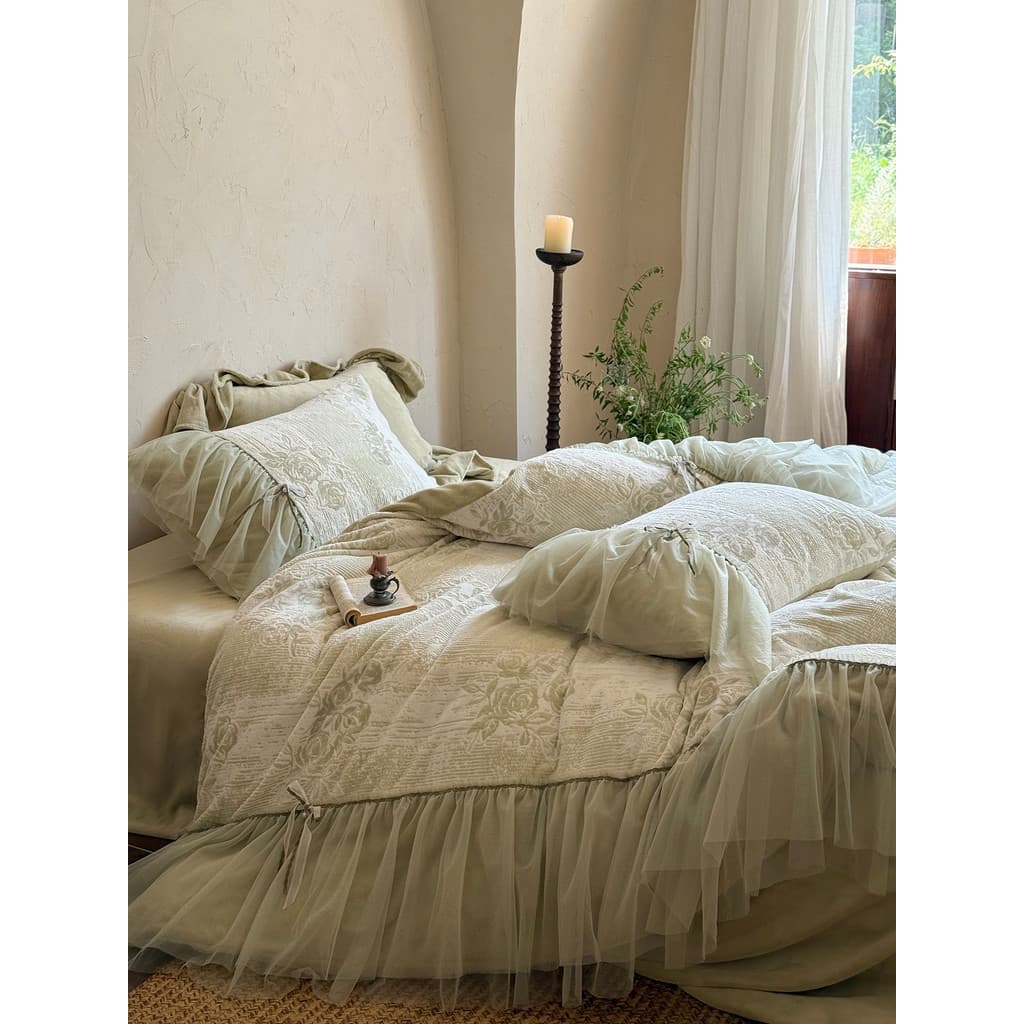 Francês romântico inverno esculpido leite velo folha de cama conjunto de quatro peças estilo princesa engrossado quente