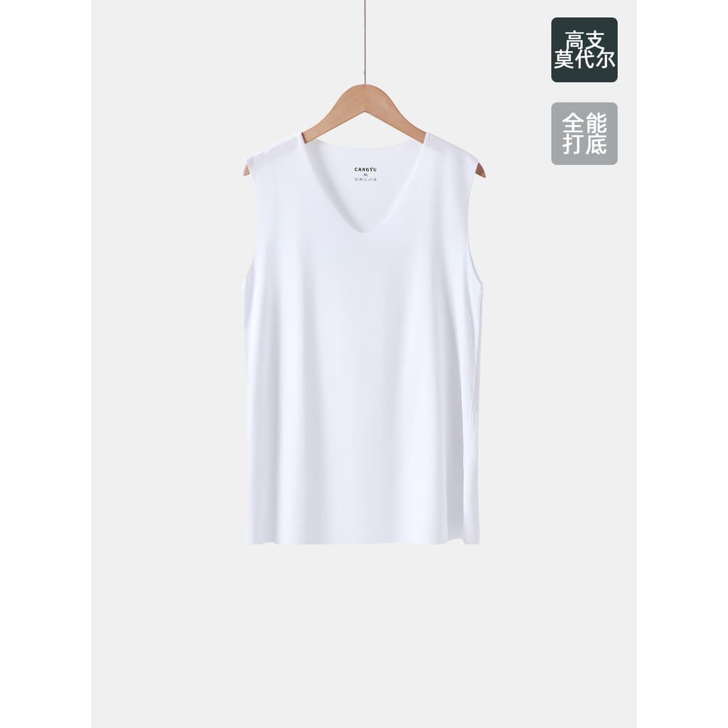 50S Modal colete masculino fino respirável moletom pijamas verão alta elasticidade Close-Fitting Base de desgaste intern