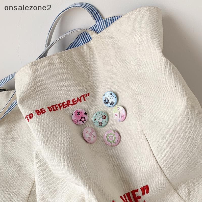 ONS 6 Pçs Bonito Dos Desenhos Animados Mini Botão Emblema Kawaii Retro Meninas Crianças Bapa Lápis Saco DIY Decorativo B