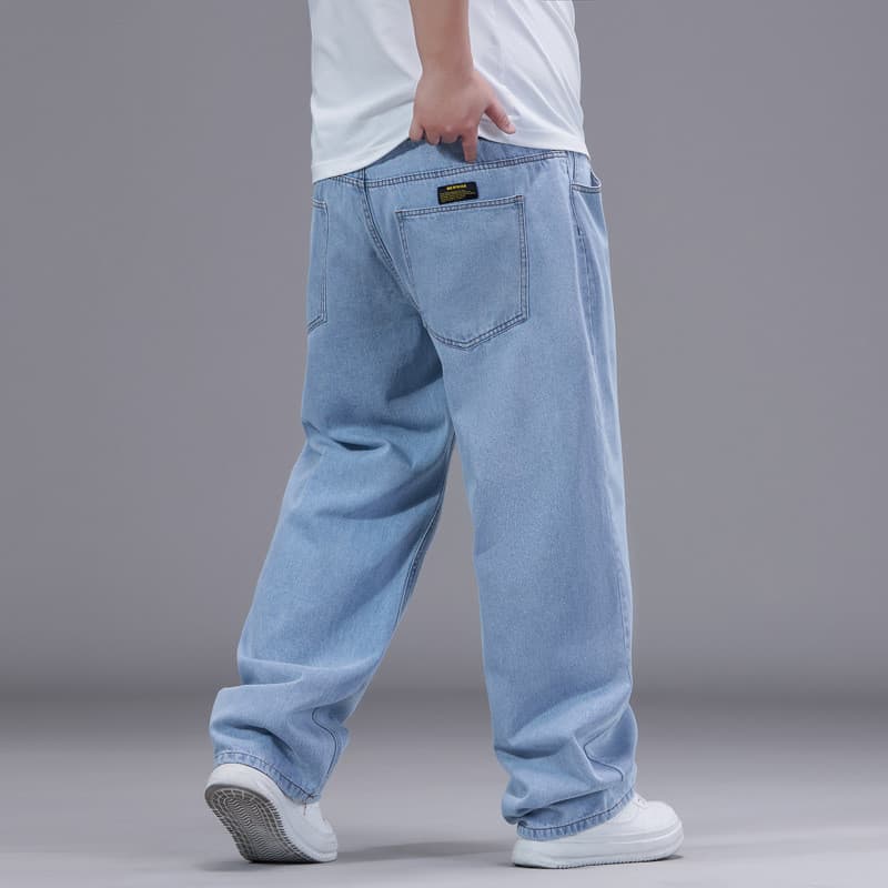Calças de brim longas masculinas soltas em linha reta mais gordura plus Size gordura masculina gordura cintura alta All-