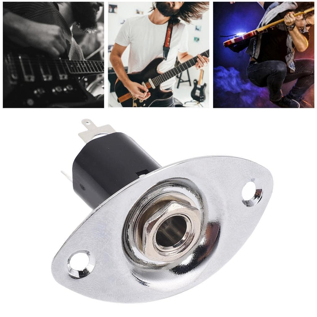 Pinkdayone-BR HUIOP Placa de saída de metal em formato oval para guitarra elétrica com redução de ruído para caixa de