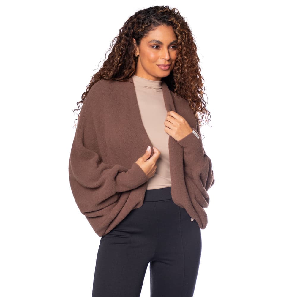 Casaco Feminino Biamar Fio Pluma Marrom Escuro