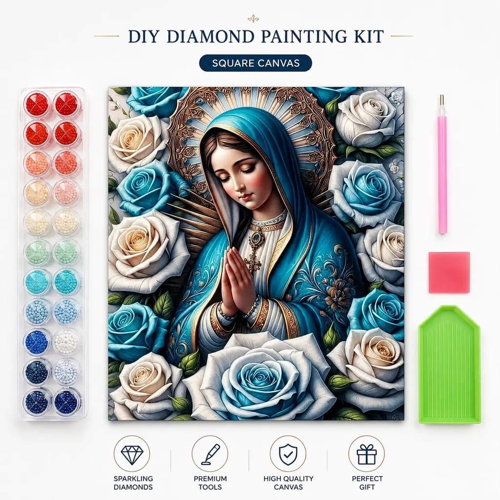 srtang Virgem Maria 5D DIY Kit De Pintura De Diamante 30 * 30 Cm Conjunto Completo De Mosaico Com Ferramentas 30 % Diama