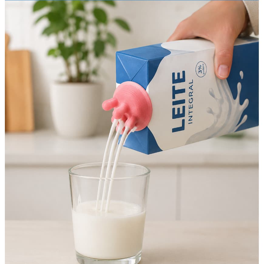 Kit 2 Tampas Caixinha de Leite Vaca Teta Para Caixa de Leite Tetra Pak Reutilizável