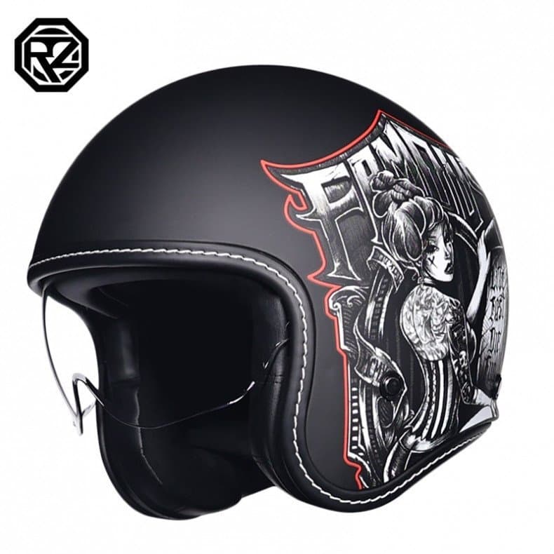 Capacete de Motocicleta Retrô ORZ para Homens e Mulheres, Capacete Aberto 3/4 para Scooter e Cruzeiro 9GZN
