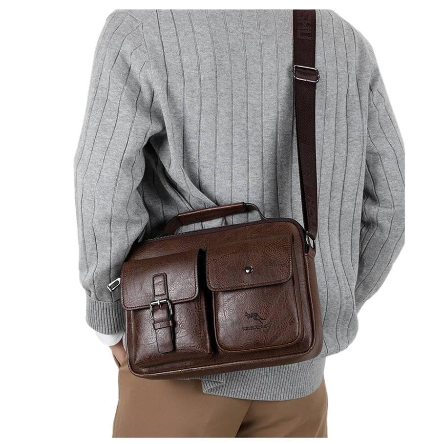 Versão Masculina Negócios Casual Crossbody Bolsa Compartimento Duplo Ombro Único Mochila Pequena