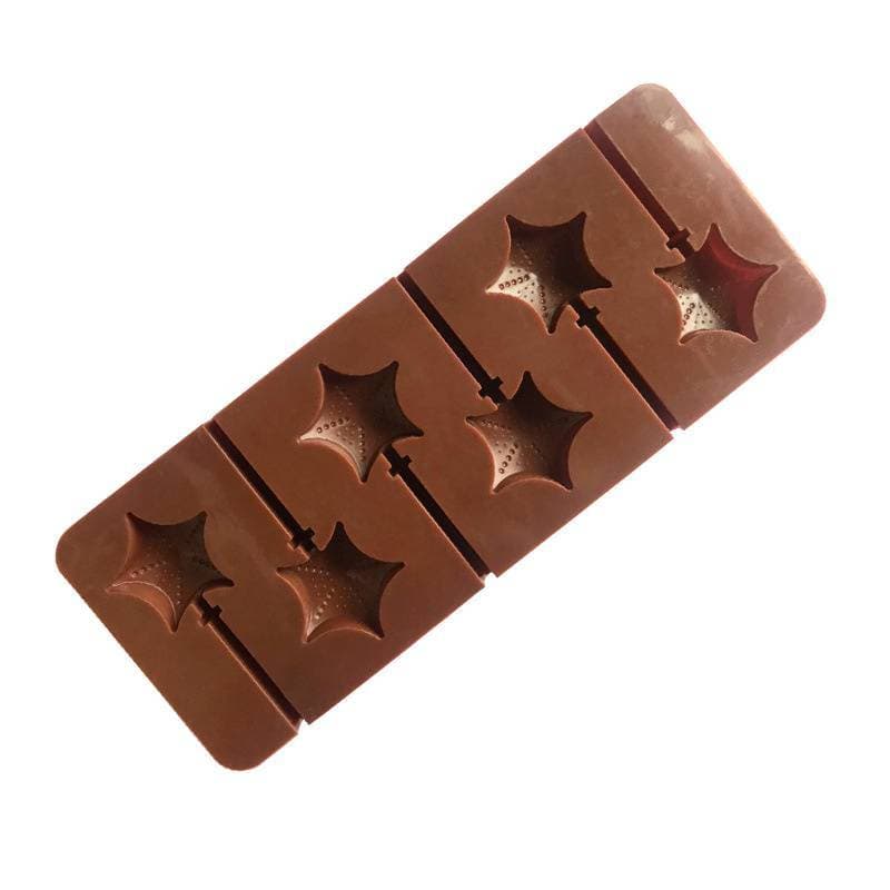 [T & B] Molde De Pirulito De Silicone Com 6 Estrelas , Chip De Doces De Chocolate , Estrela De Cinco Pontas , Barra (br)