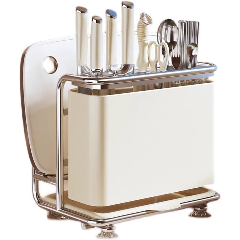 Suporte De Bloco De Faca De Cozinha De Aço Inoxidável Multi-Função High-End Tudo-Em-Um Placa De Corte Titular Pauzinho S