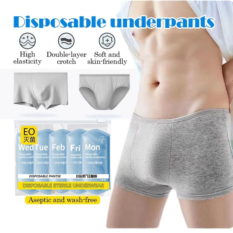 5 Unidades De Roupa Íntima Descartável Para Homens , Cuecas Boxer De Algodão Viagem , Sem Lavagem , Respirável , Elástic