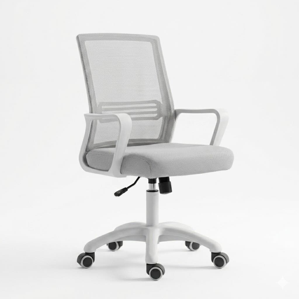 Cadeira de Escritório Astrella Vega Branco e Cinza Ergonômica Confortável