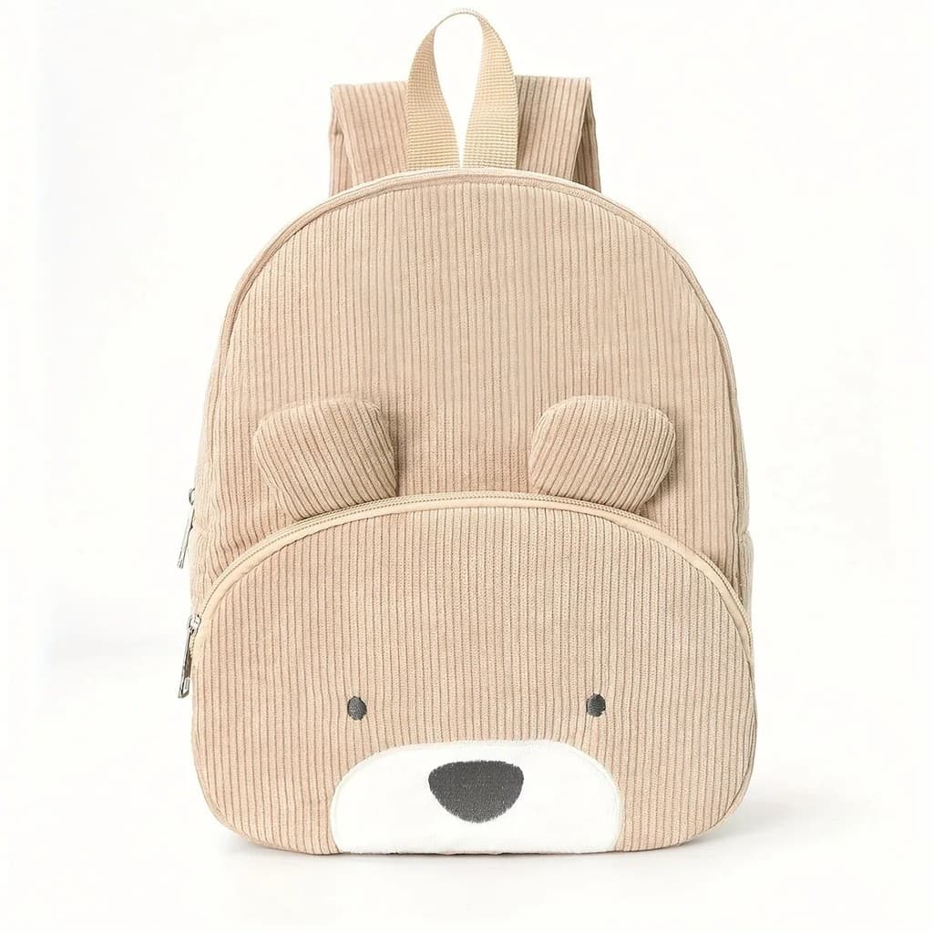Mochila Impermeável de Urso Fofo, Estilo Casual, Bolsa de Pelúcia de Corduroy para Escola Primária