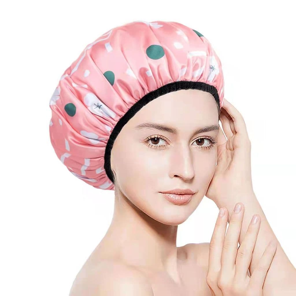 Touca de banho feminina à prova d'água, dupla camada, adulto, cor Extra grande, máscara de cabelo espessada, cuidados do