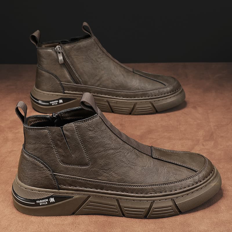 Chelsea Botas Masculinas De Inverno Mid-Top Botas Curtas All-Match Estilo Britânico Fleece-Fleece Botas Martin Masculina