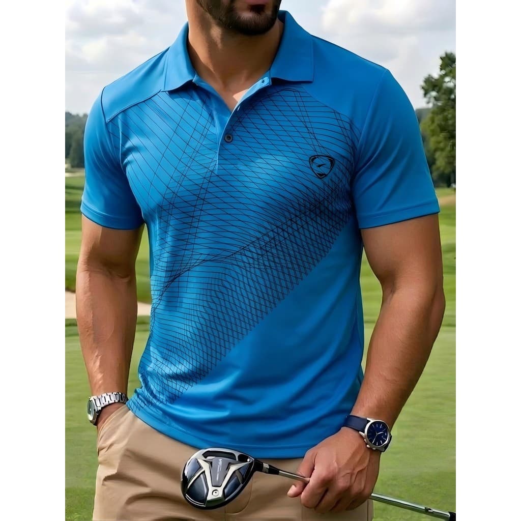 Camisa polo esportiva masculina, camisa polo de manga curta, tênis, golfe, boliche, picles, dardo, gola traseira